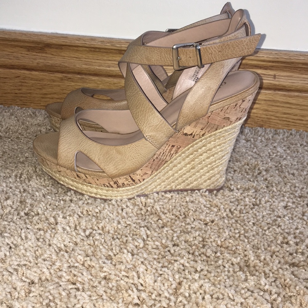 Charles David Nude Espadrille Wedges